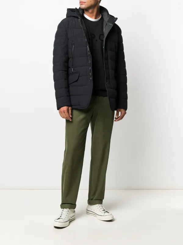 【MOORER】関税込☆フード付き モッズコート ミッドナイトブルー Moorer Padded Hooded Jacket | Blue | FARFETCH JO