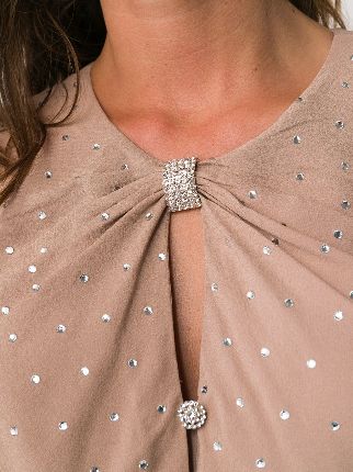 rhinestone-embellished belted dress展示图