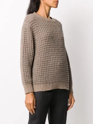 华夫格针织圆领毛衣