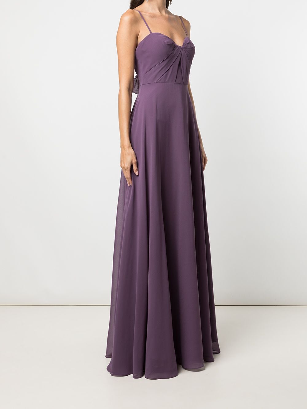 Shop Marchesa Notte Bridesmaids Twist-detail Floor-length Dress In Violett