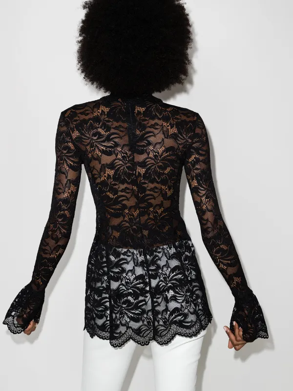 sheer floral lace top