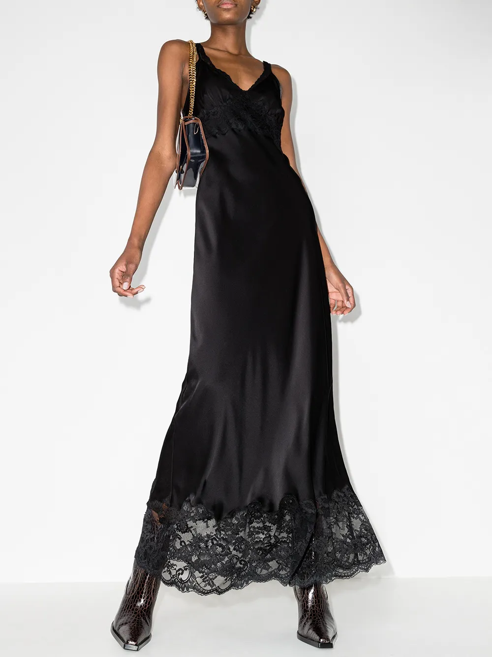Image 2 of Paco Rabanne lace-panelled long dress