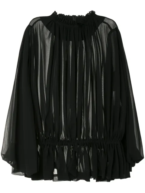 Comme Des Garçons draped semi-sheer blouse