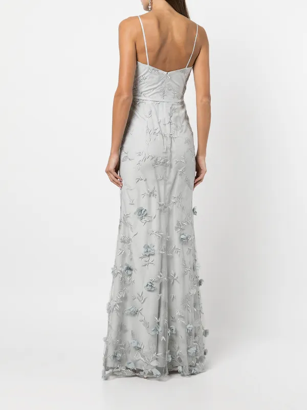 Marchesa notte silver outlet embroidered gown