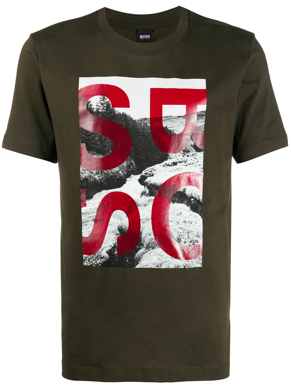 BOSS T-shirt met logoprint Groen