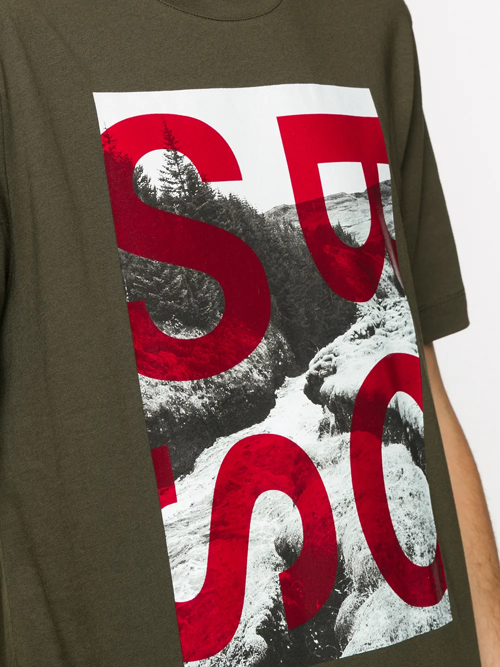 BOSS T-shirt met logoprint Groen