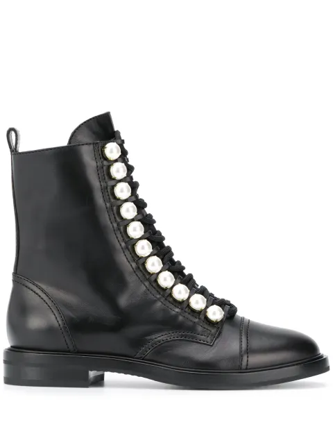 biker boots with pearls