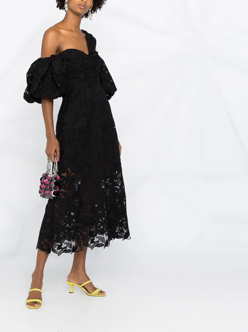 Self-portrait Off-the-shoulder Dress In Black