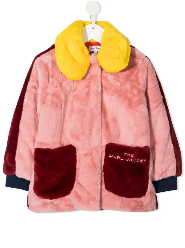 colour block faux fur jacket