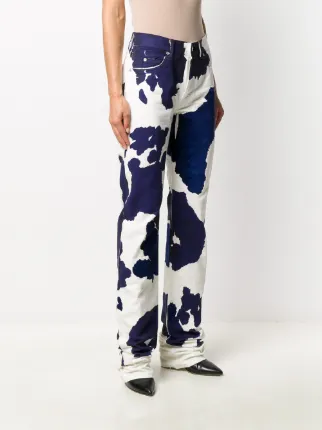 cow-print straight-leg jeans展示图