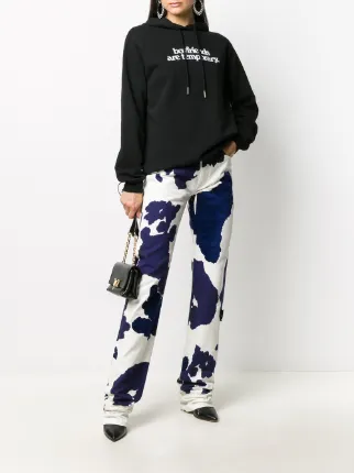 cow-print straight-leg jeans展示图