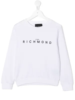 Felpa maglia Jhon Richmond sweatshirt girocollo sweater scritta nera ong sleeves