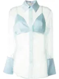 Materiel silk organza sheer shirt with bra - Blue