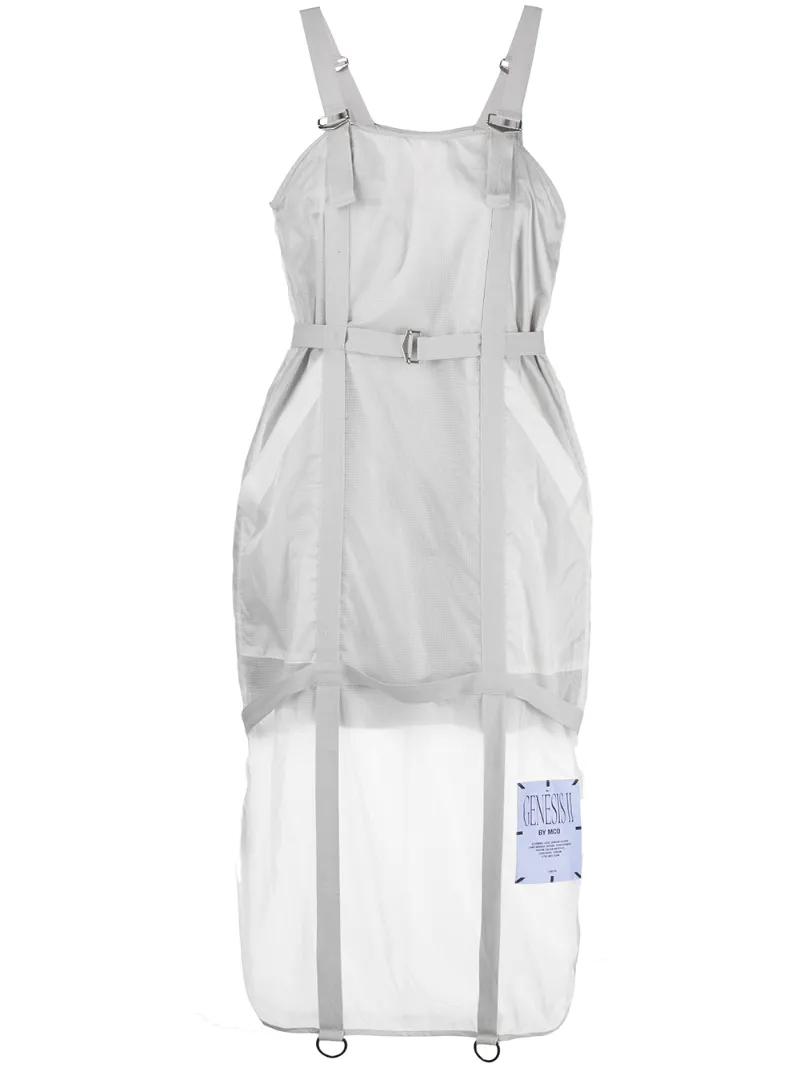 Mcq Swallow Sheer Panel Midi Dress In Grey