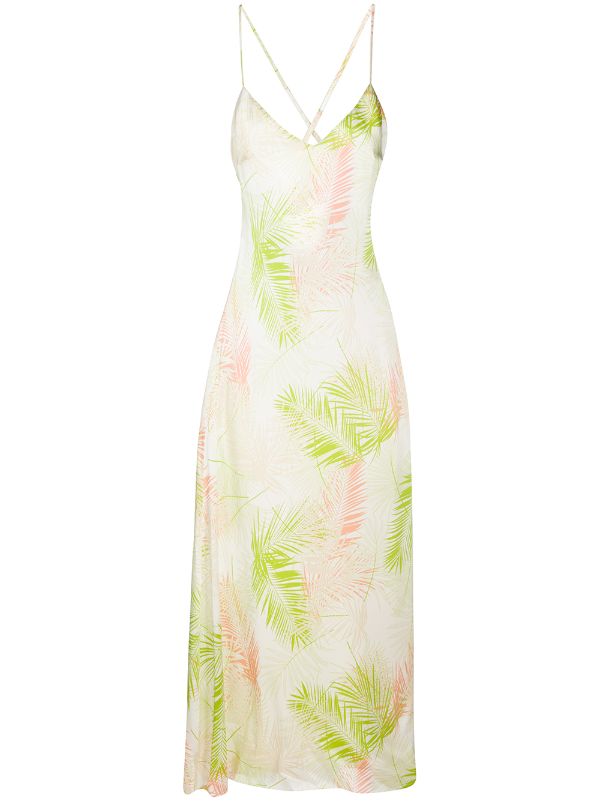 green palm leaf maxi dress