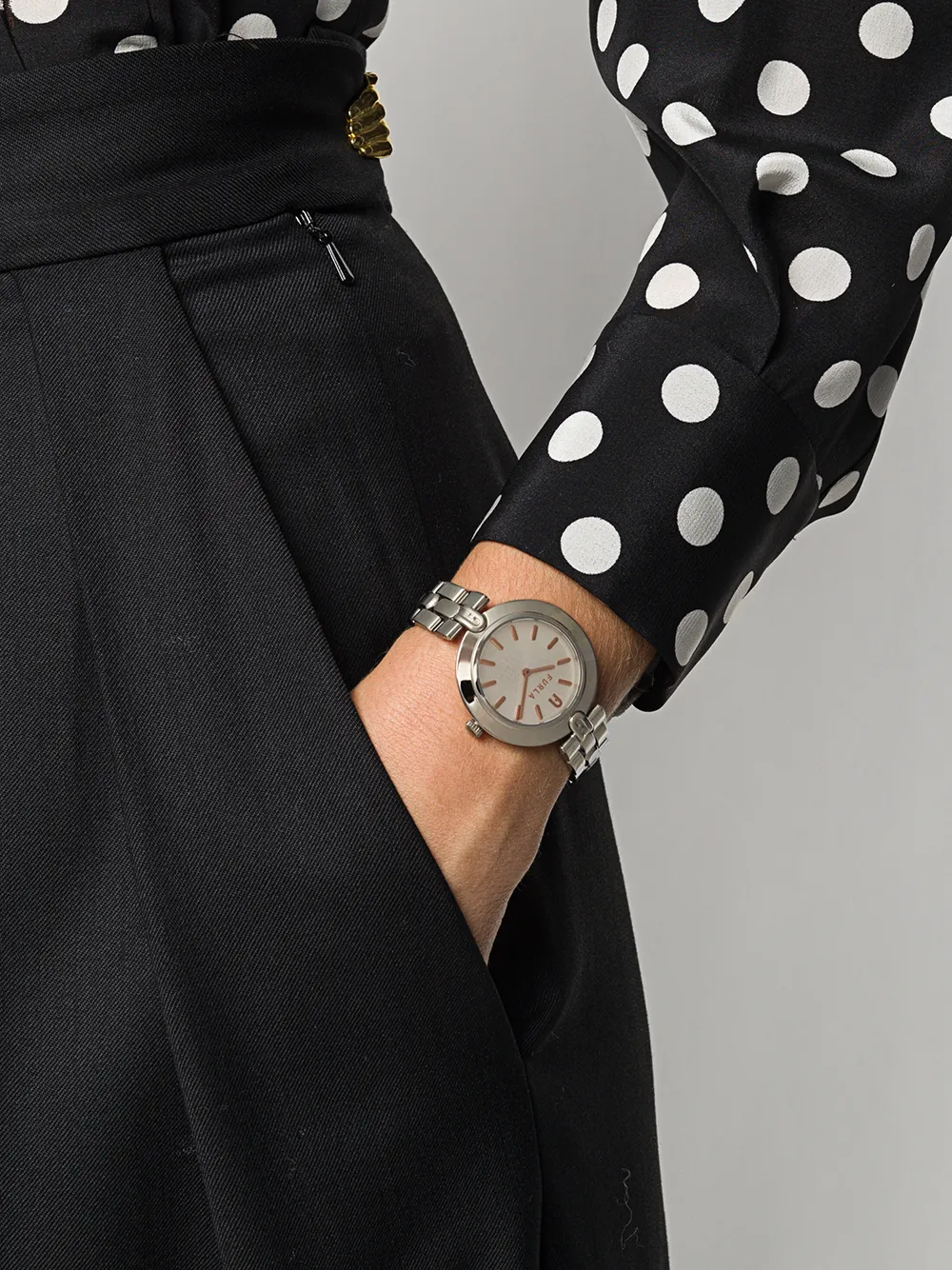 Furla Links horloge met logo - Zilver