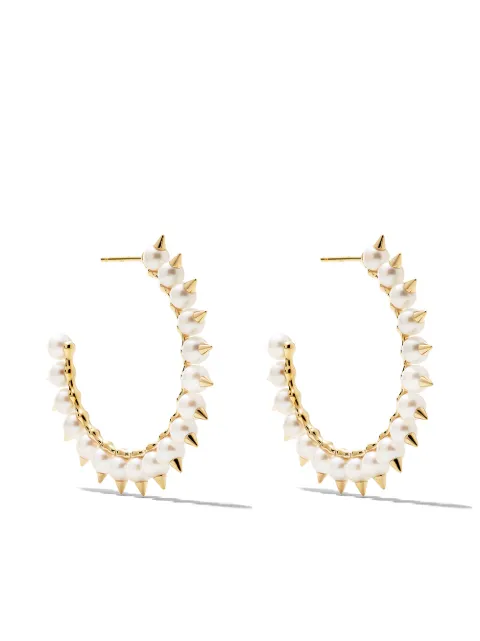 TASAKI 18kt yellow gold Collection Line Danger Tribe Akoya pearl large  hoop earrings