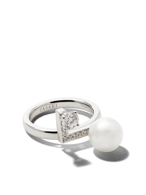 TASAKI 18kt white gold Collection Line Balance Note diamond ring