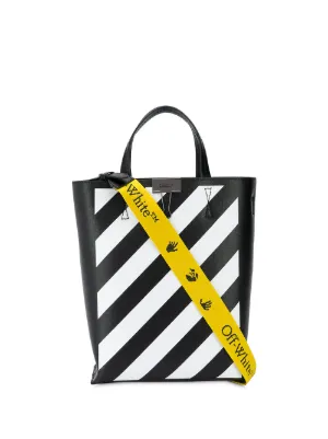off white black bag with yellow stripe