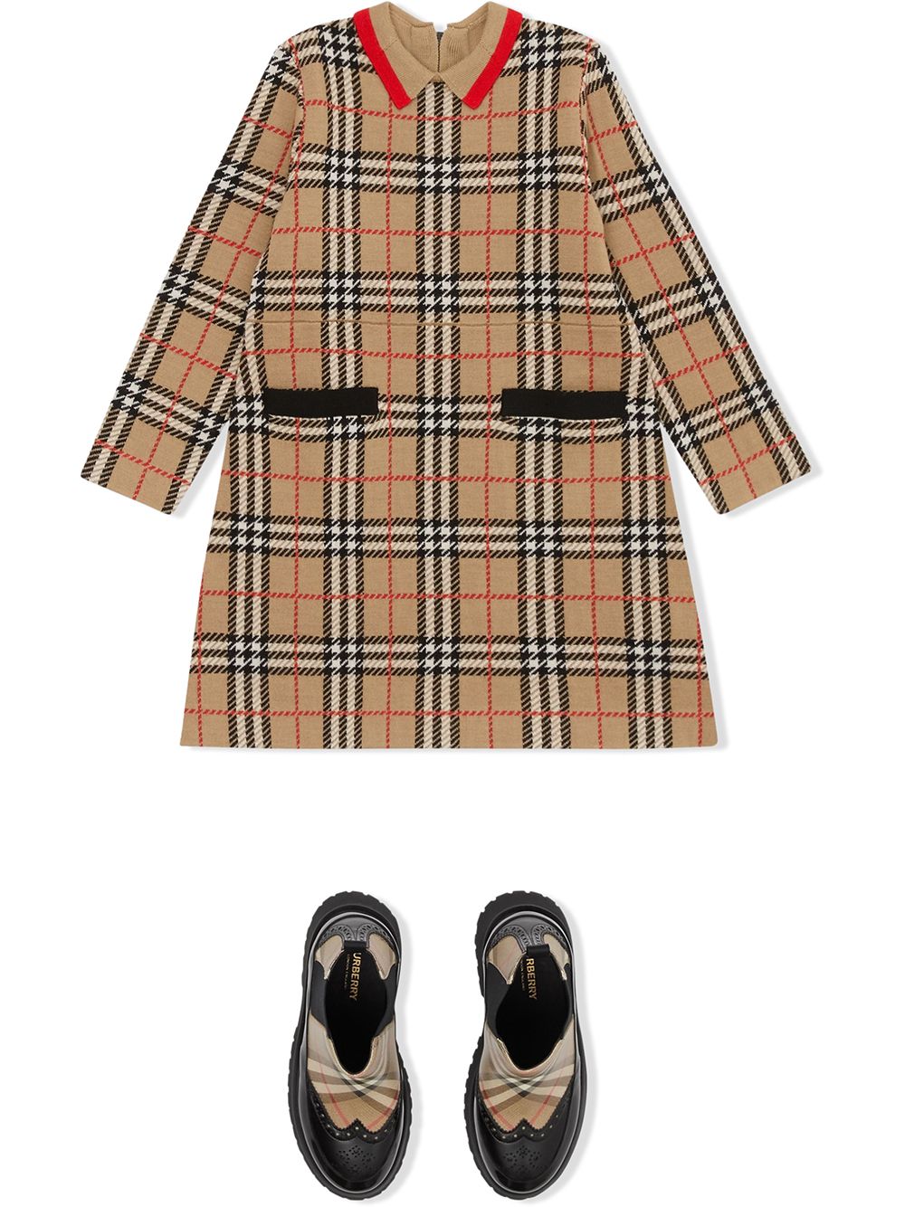 фото Burberry kids платье в клетку с длинными рукавами