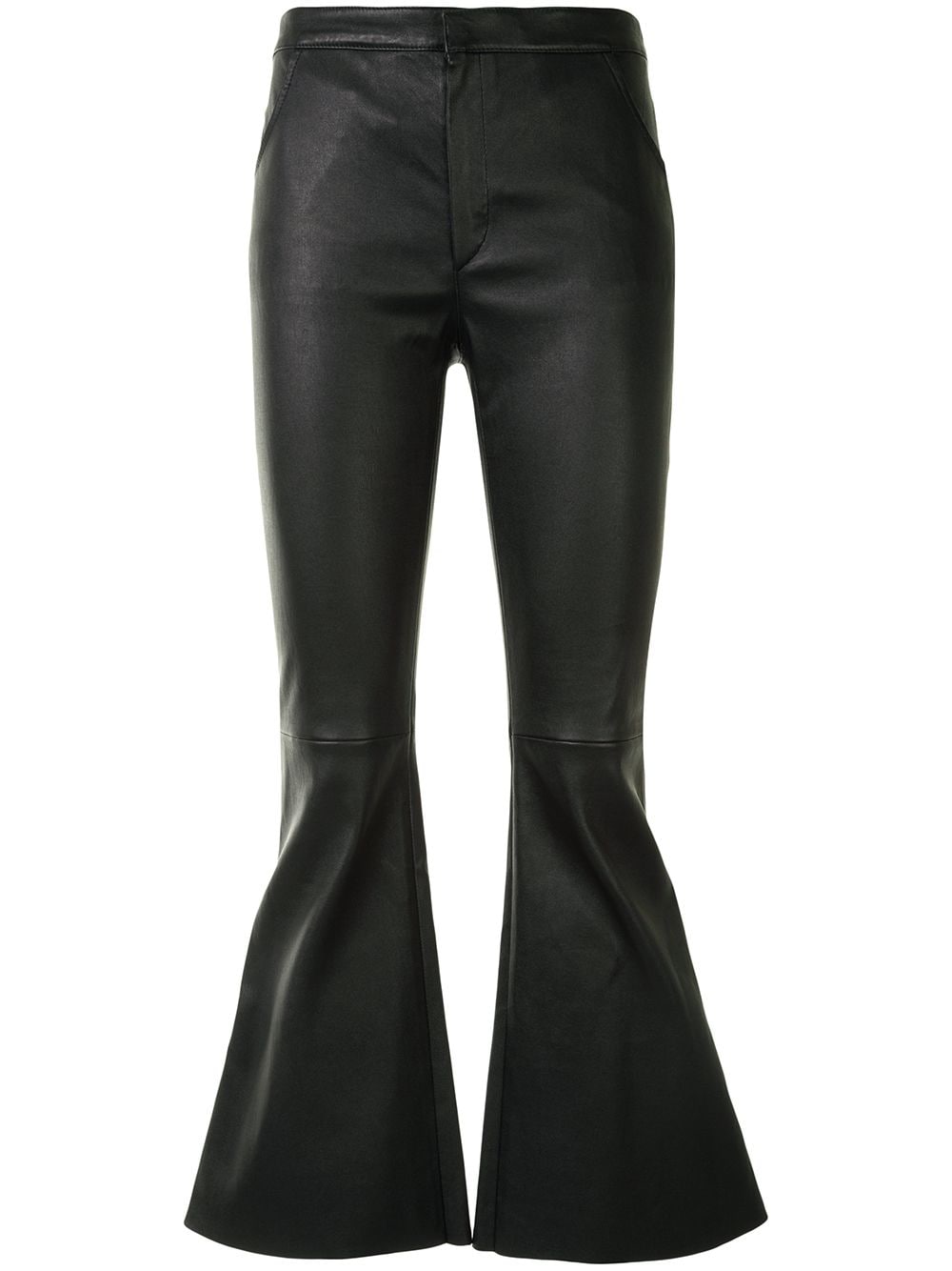 bell-flare leather trousers