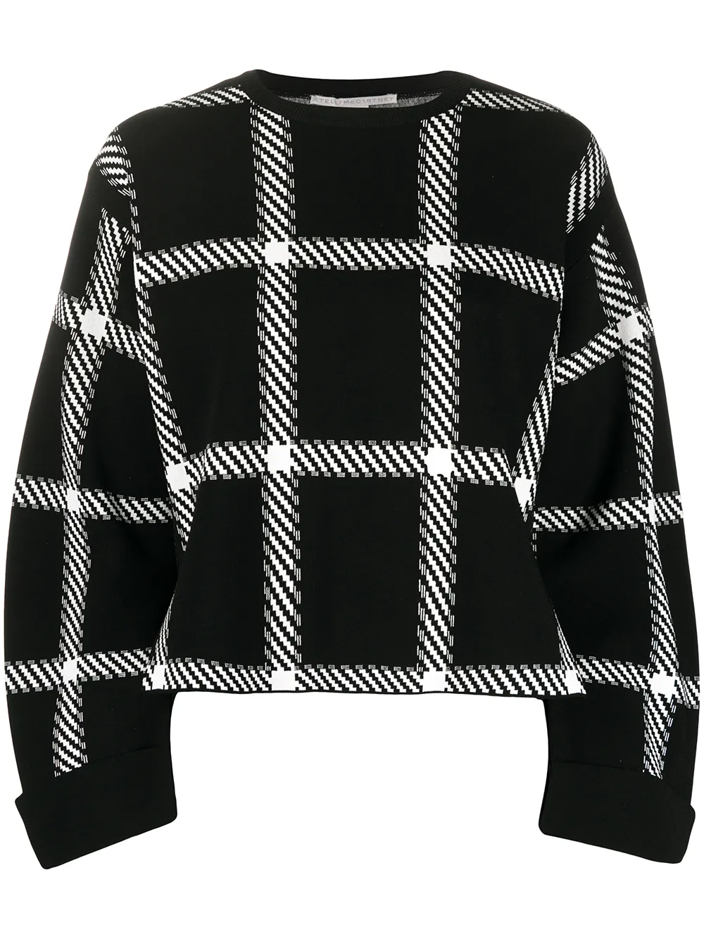 windowpane check print sweatshirt