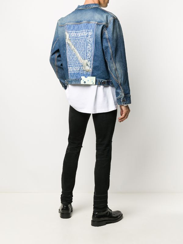 Shop Off White Patchwork Denim Jacket With Express Delivery Farfetch