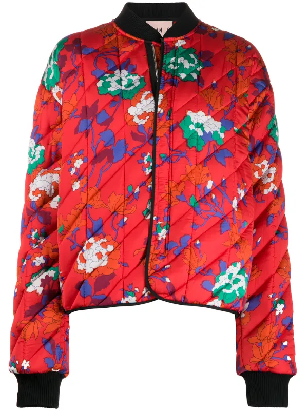 red padded bomber jacket