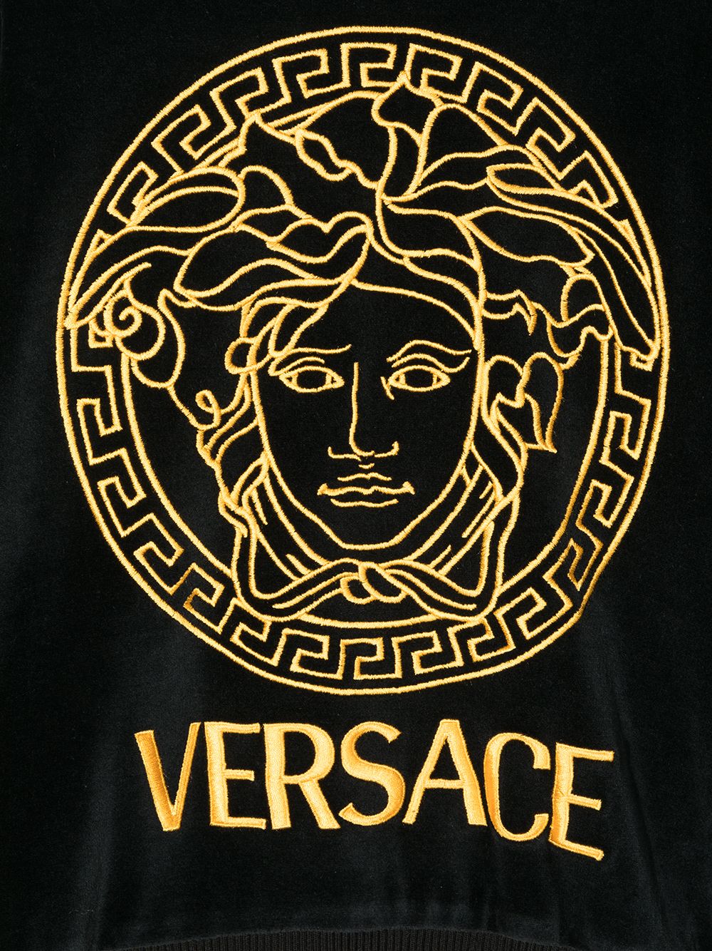 Shop Young Versace Medusa-embroidered Velour Sweatshirt In Black