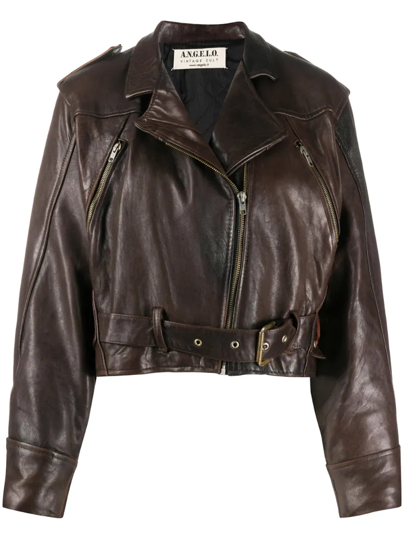 Click to view more detailed imagery on our partner's website Pre-owned A.n.g.e.l.o. Vintage Cult 1980s Leather Biker Jacket In Brown