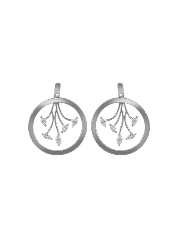 Ananya 18kt White Gold Morga Marquise Diamond Hoops in Silver