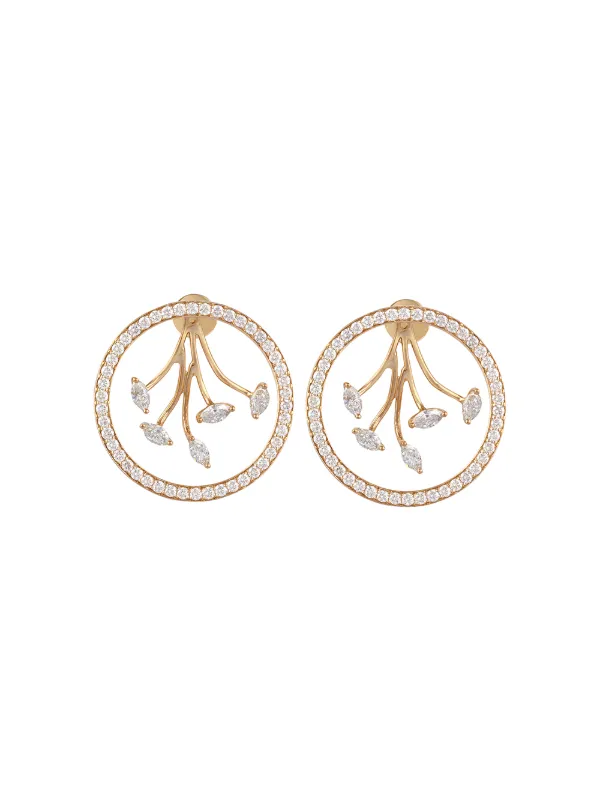 Ananya 18kt Yellow Gold Mogra Marquise Diamond Hoops