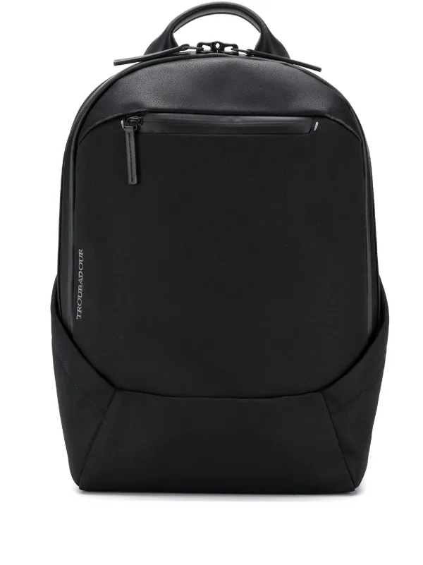 black leather look backpack
