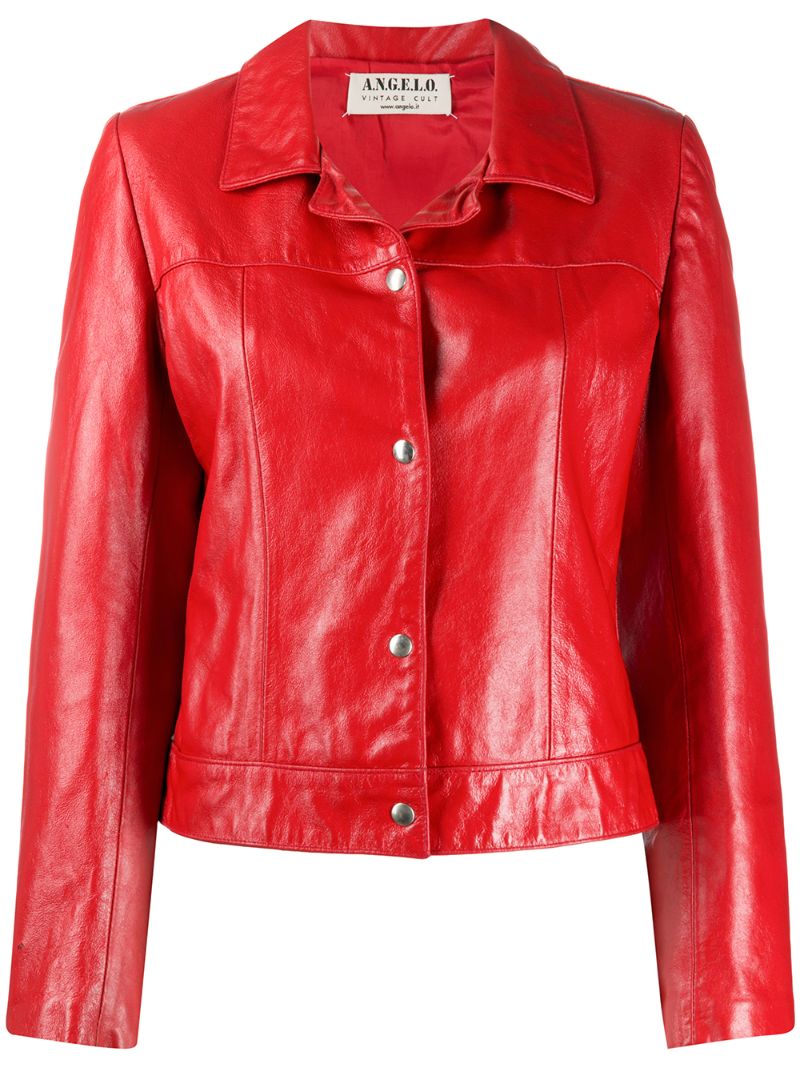 Pre-owned A.n.g.e.l.o. Vintage Cult 1990s Cropped Leather Jacket In Red