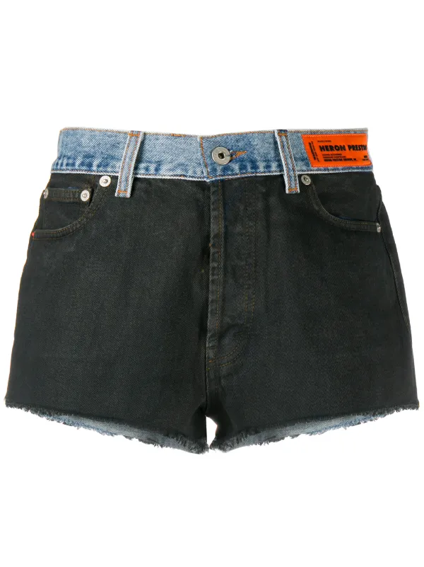 two tone denim shorts