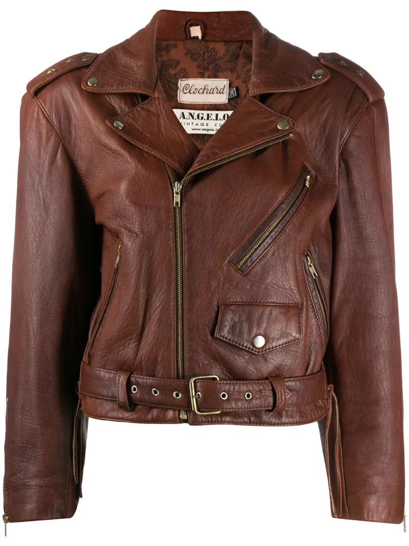 Click to view more detailed imagery on our partner's website Pre-owned A.n.g.e.l.o. Vintage Cult 1980s Leather Biker Jacket In Brown