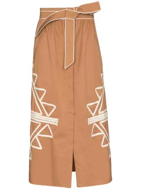 Johanna Ortiz Foreign Expedition embroidered-motif midi skirt