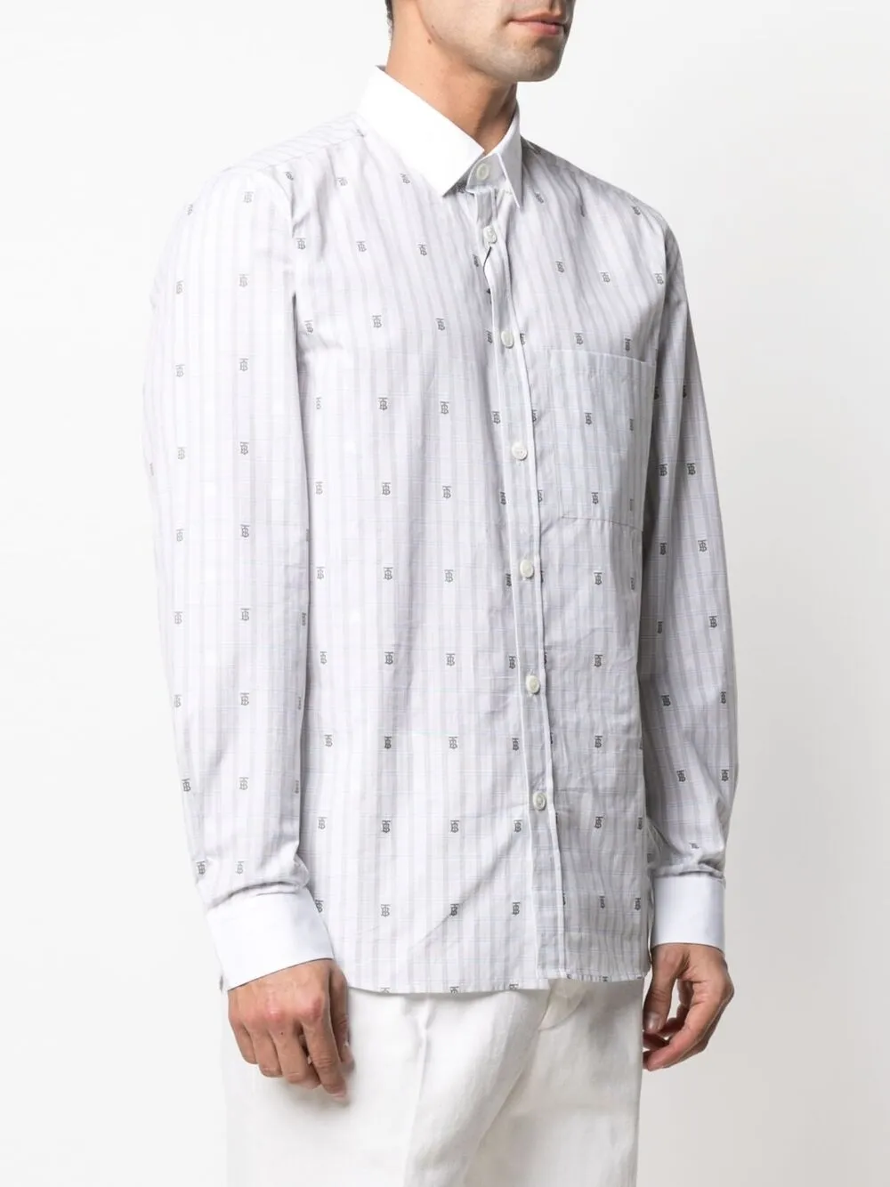 фото Burberry клетчатая рубашка с монограммой tb