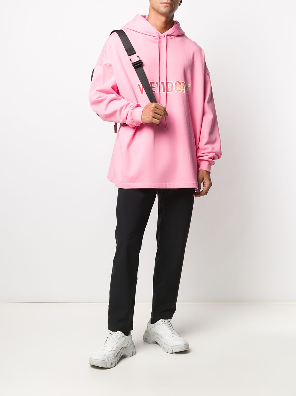 Shop We11 Done Logo Print Hoodie In Pink