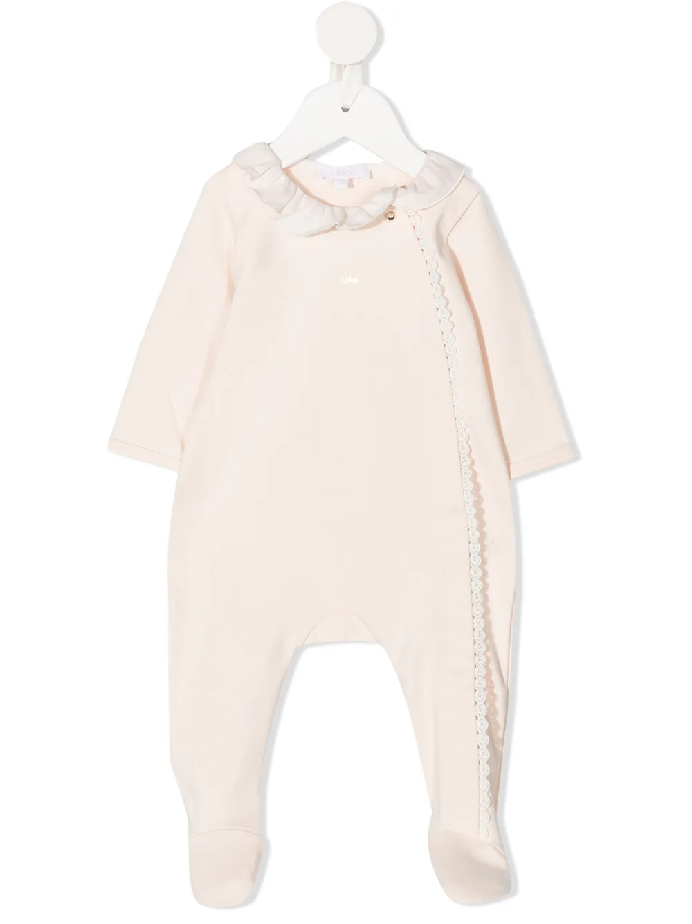 

Chloé Kids ruffled neck cotton pajama - Neutrals