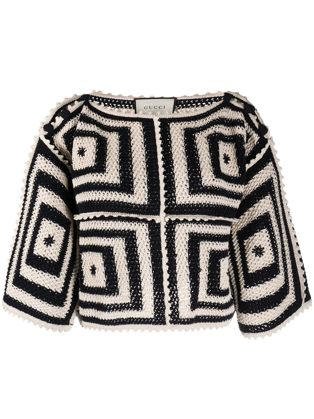 Gucci Geometric Knitted Top In Neutrals