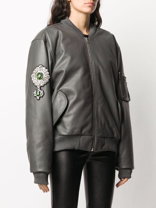 GUCCI Black 'Tiger' Leather Jacket - Moto styled featuring a rear  embellished tiger graphic.