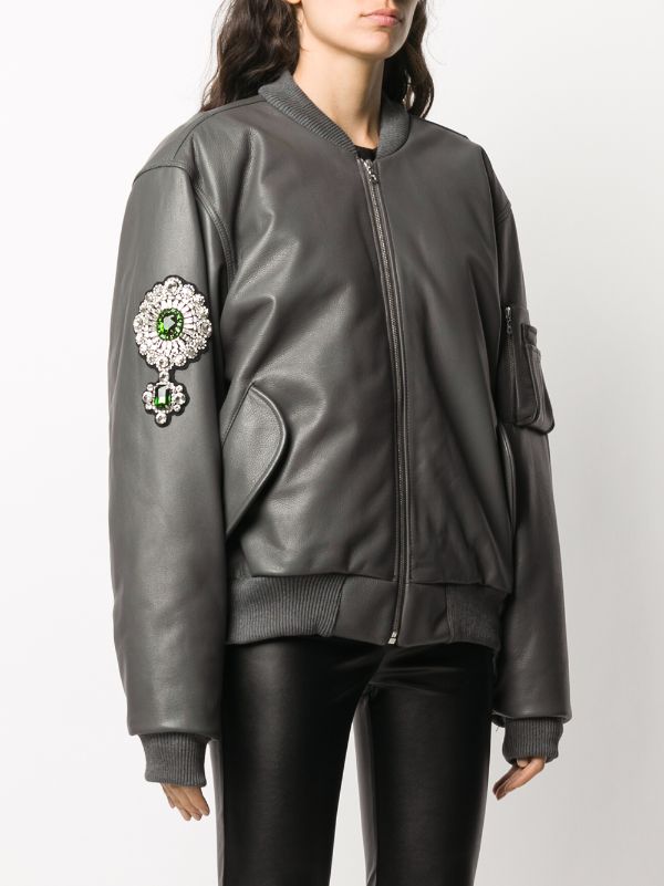 Louis Vuitton Embellished Leather Bomber Jacket