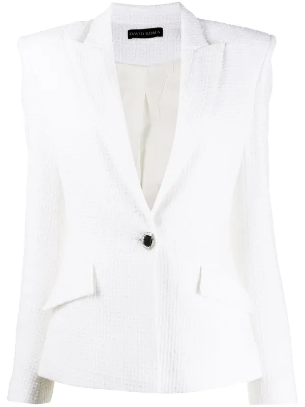 white textured blazer