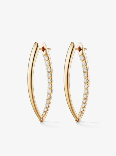 Melissa Kaye 18kt yellow gold and diamond Cristina medium hoop earrings