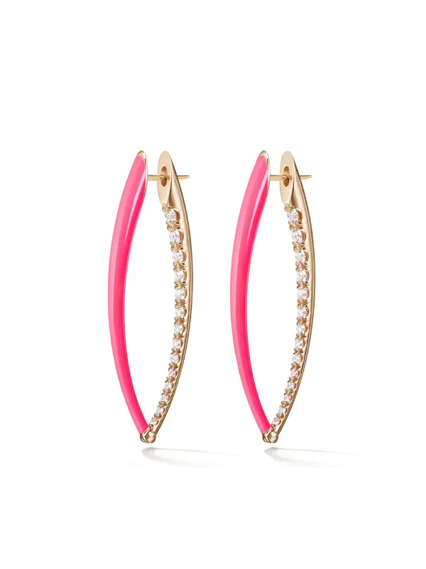 Melissa Kaye 18kt Yellow Gold and Diamond Cristina Large Hoop Earrings in Pink