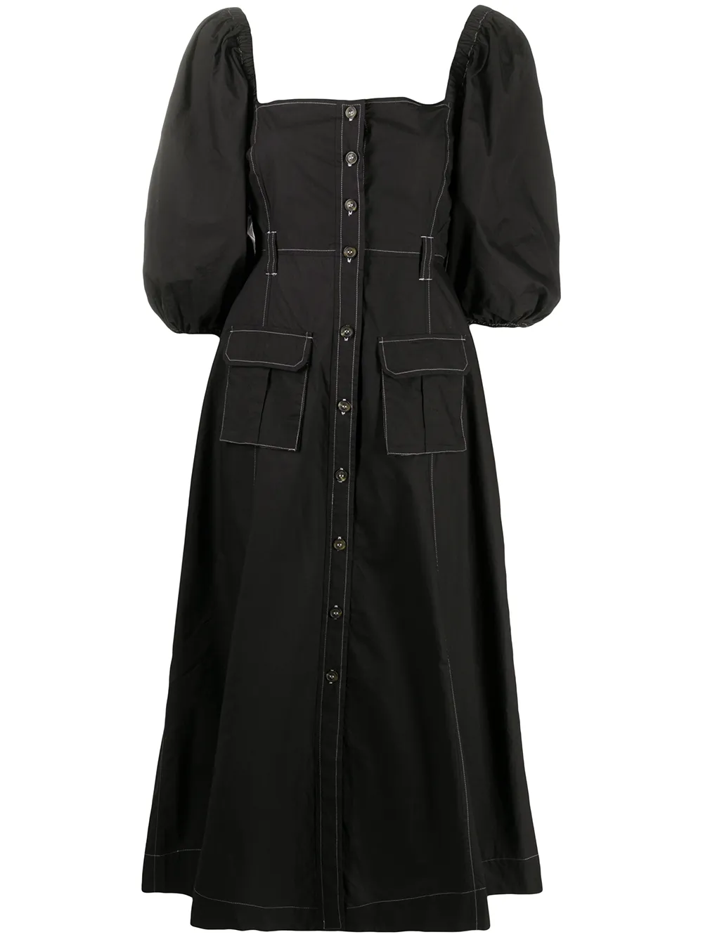 puff-sleeve shirt dress | GANNI 