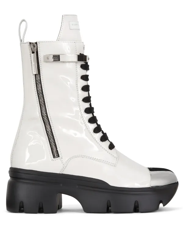 white patent boots