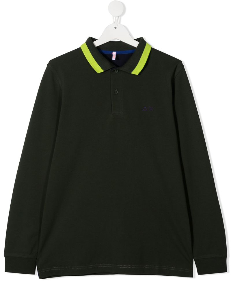 Sun 68 Kids' Polo-neck Sweatshirt In Green