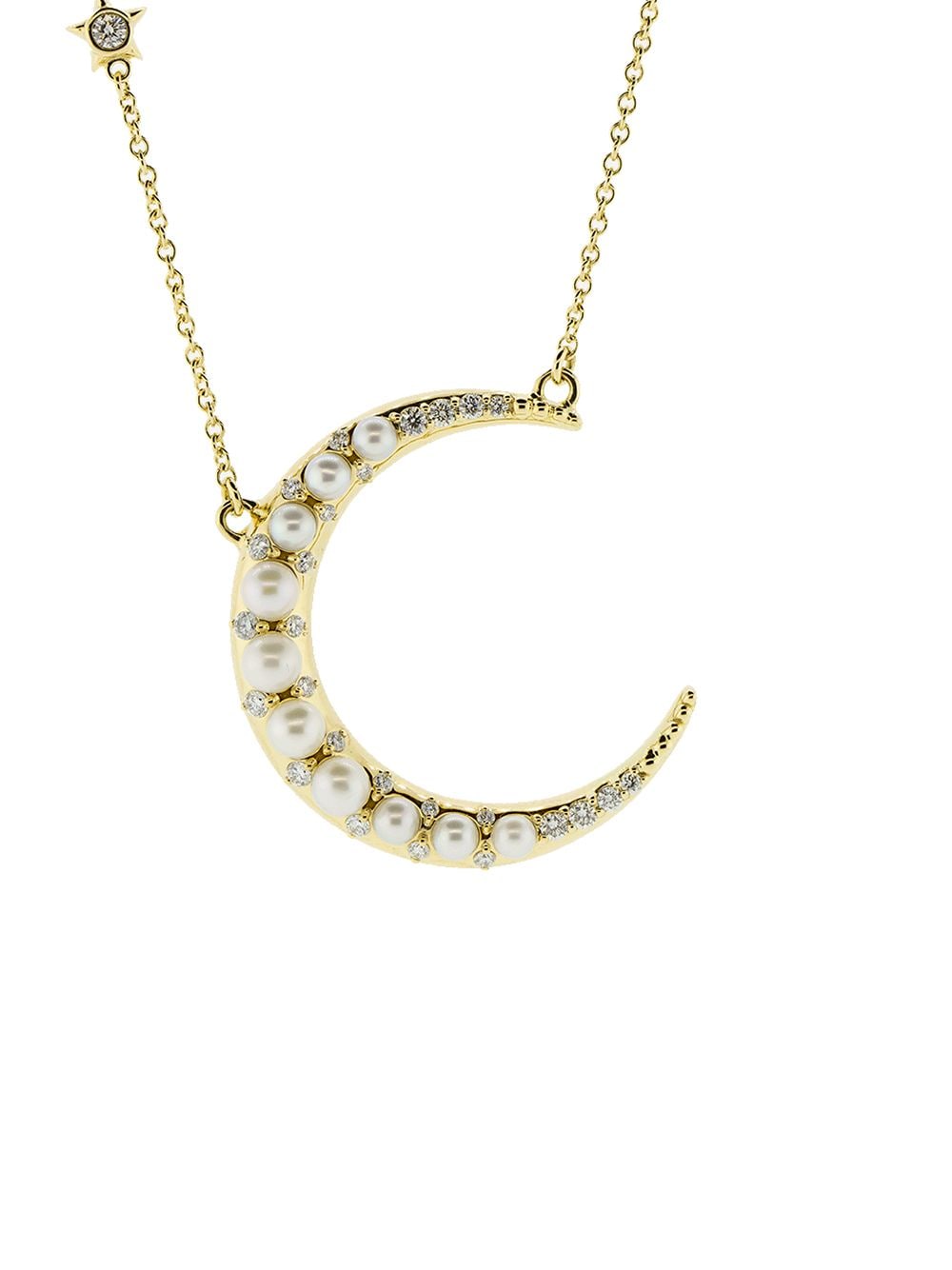 Shop Monica Rich Kosann 18kt Yellow Gold Diamond Crescent Moon Necklace